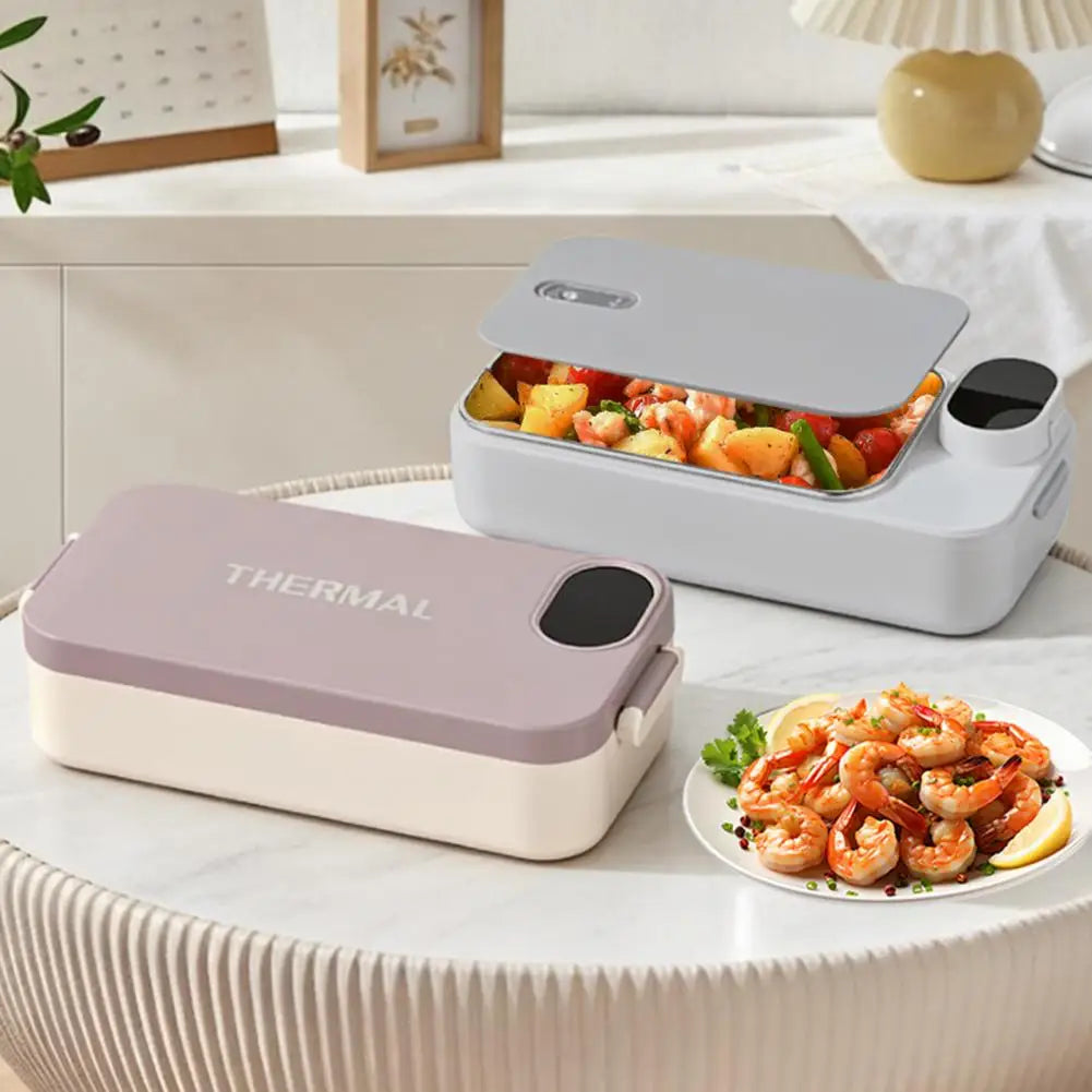 Heated Lunch Box 900ml Capacity 2-in-1 Stainless Steel Electric Food Warmer Warming Box Portable Meal Container for Car Travel