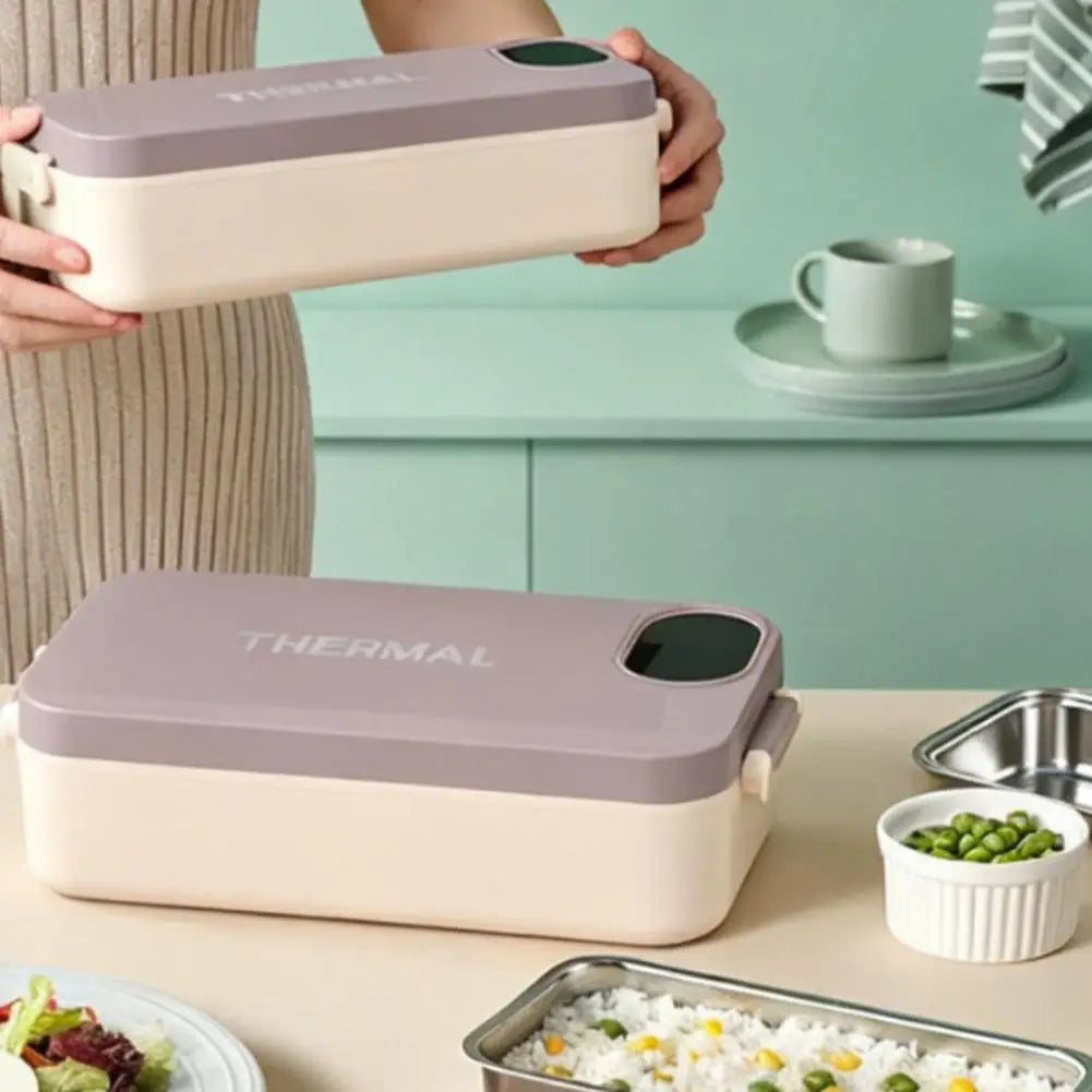 Heated Lunch Box 900ml Capacity 2-in-1 Stainless Steel Electric Food Warmer Warming Box Portable Meal Container for Car Travel