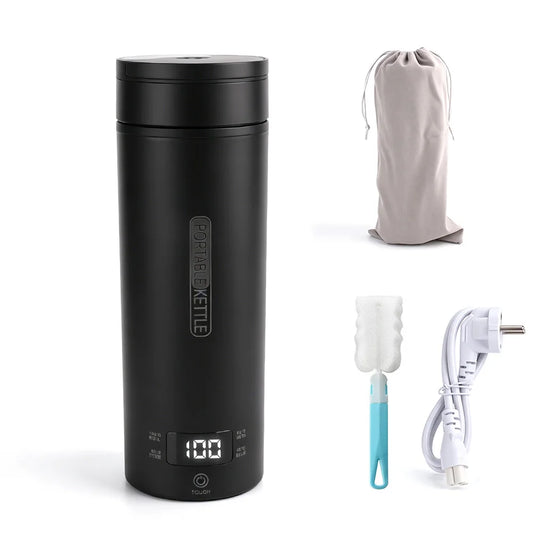 Portable Electric Kettle Bottle 500ML Heating Cup Stainless Steel Touch Screen Digital Display Water Warmer Bottle Thermos Cup