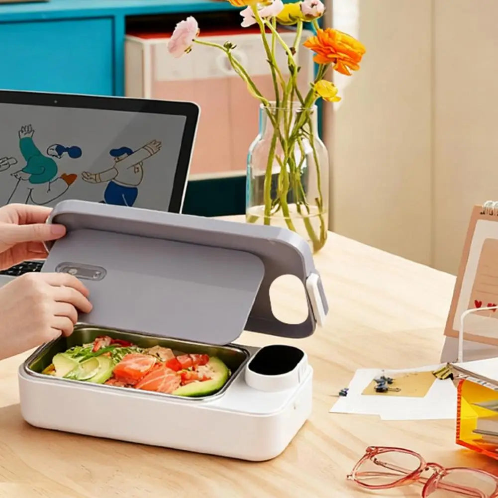 Heated Lunch Box 900ml Capacity 2-in-1 Stainless Steel Electric Food Warmer Warming Box Portable Meal Container for Car Travel