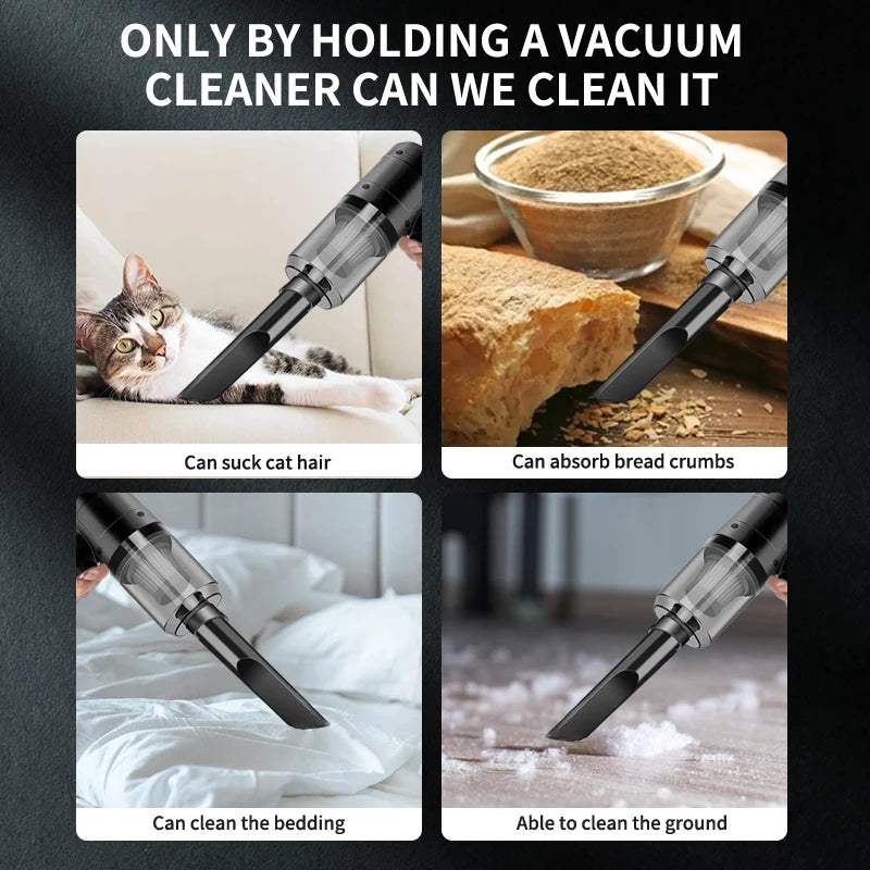 Handheld Car Vacuum Cleaner, 15000Pa Portable Cordless, Dual Use of Blowing and Suction Multi-Nozzles, for Car, Home, Pet, Offic